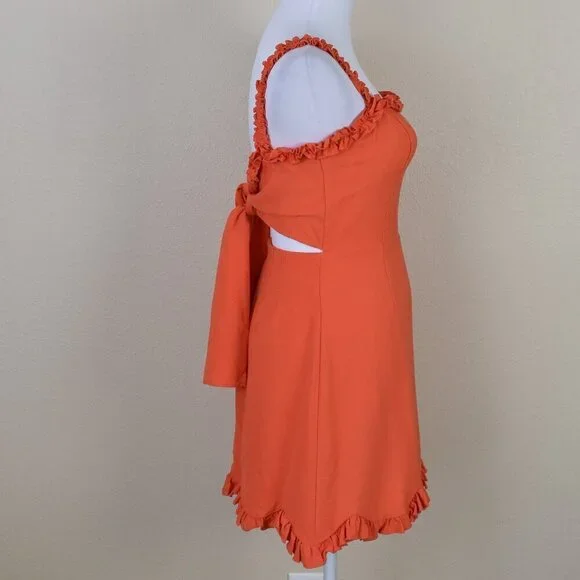 Finders Keepers Chiquita Ruffle Orange Mini Dress - 4 - Picture 9 of 11